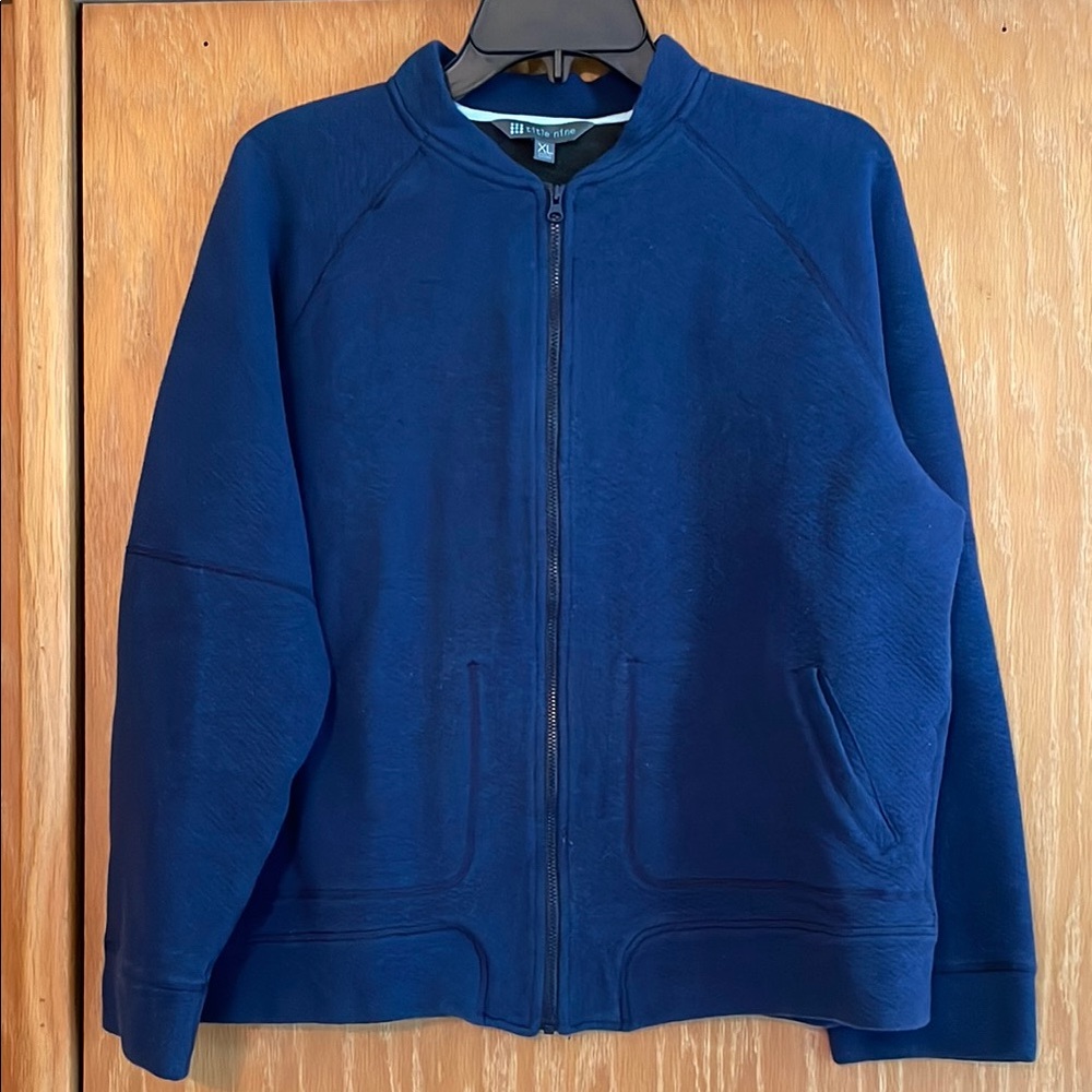 Title nine Blue Zip Up Sweater with Standing Collar